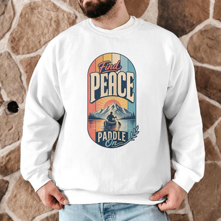 Find Peace Paddle On Canoe Mountain Sunset Men Graphic Sweatshirt Find Peace Paddle On Canoe Mountain Sunset Men Graphic Sweatshirt