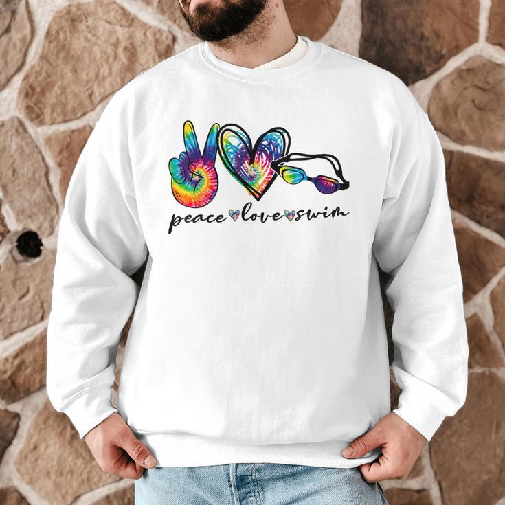 Peace Love Swim Tie Dye Swimmer Swimming Summer Trip Men Graphic Sweatshirt Peace Love Swim Tie Dye Swimmer Swimming Summer Trip Men Graphic Sweatshirt