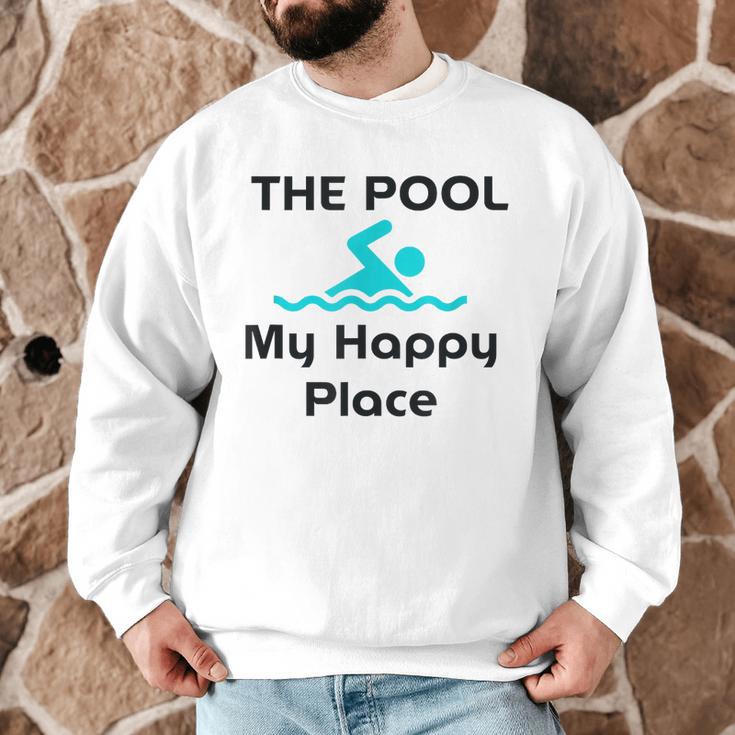 The Pool Is My Happy Place Swimming Quote Men Graphic Sweatshirt The Pool Is My Happy Place Swimming Quote Men Graphic Sweatshirt