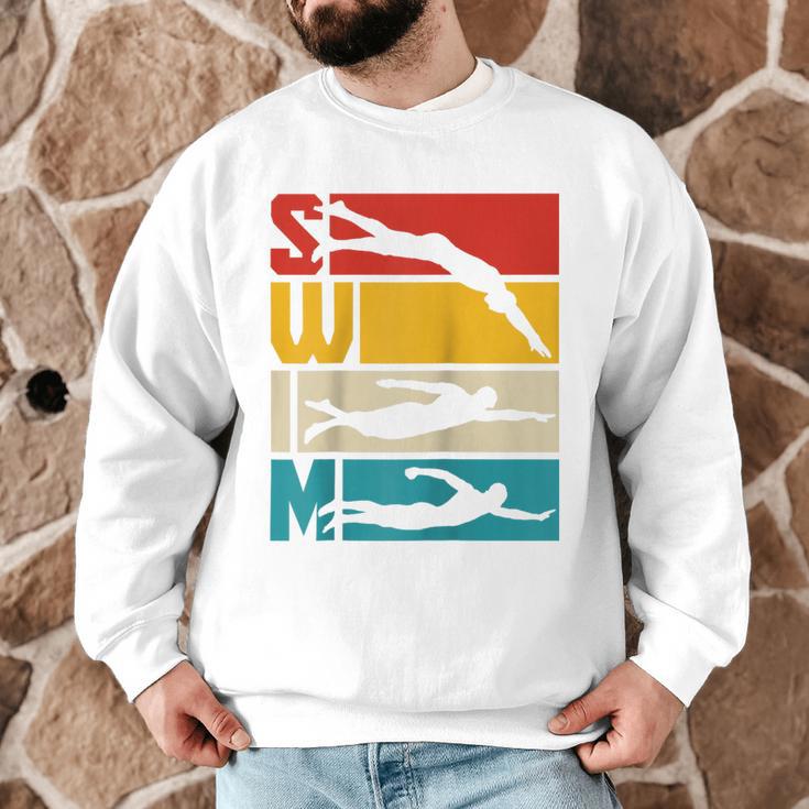 Swim Swimming Vintage Retro Swimmer Raglan Baseball Tee Men Graphic Sweatshirt Swim Swimming Vintage Retro Swimmer Raglan Baseball Tee Men Graphic Sweatshirt