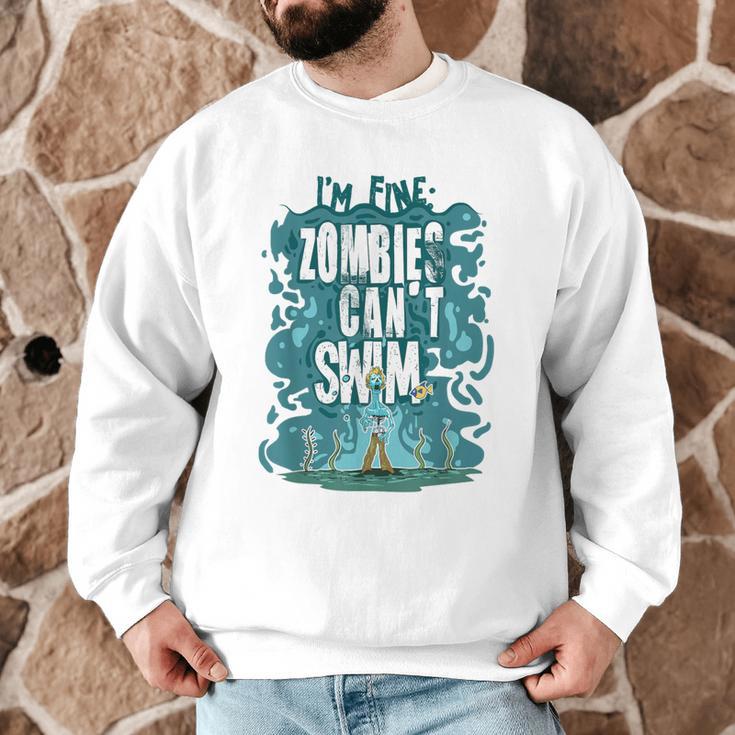 Swimming Quote Zombies Can't Swim For Swimmer Men Graphic Sweatshirt Swimming Quote Zombies Can't Swim For Swimmer Men Graphic Sweatshirt