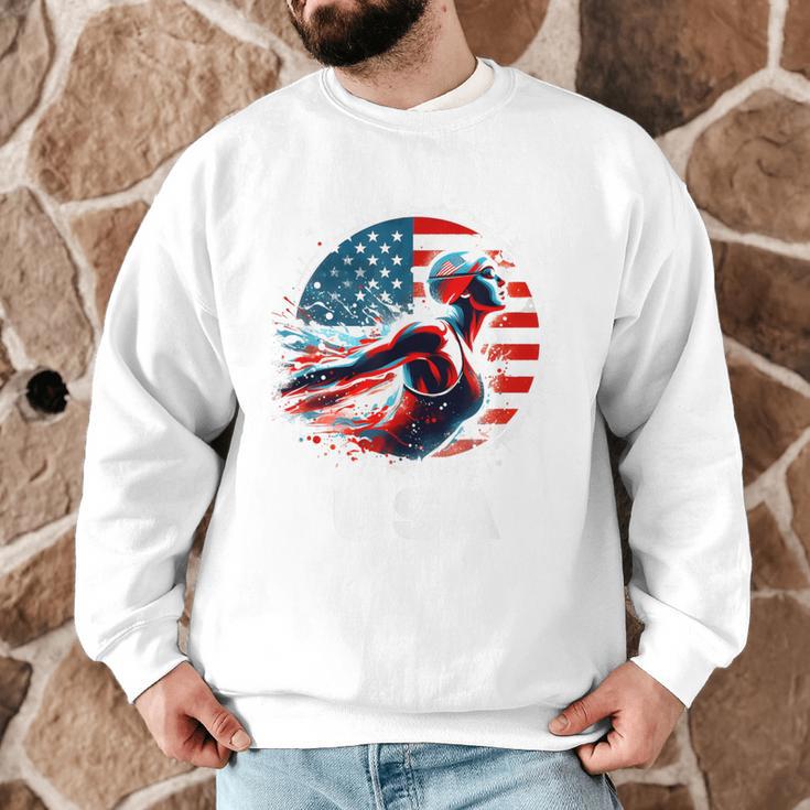 Swimming United States Apparel American Flag Swimming Men Graphic Sweatshirt Swimming United States Apparel American Flag Swimming Men Graphic Sweatshirt