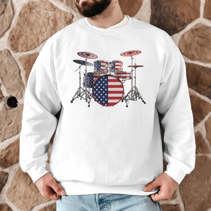 USA Patriotic Drum Kit American Flag Drum Set Men Graphic Sweatshirt USA Patriotic Drum Kit American Flag Drum Set Men Graphic Sweatshirt