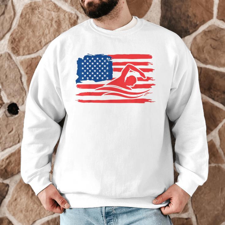 Vintage American Flag Swim Team Swimmer Funny Swimming Gift Men Graphic Sweatshirt Vintage American Flag Swim Team Swimmer Funny Swimming Gift Men Graphic Sweatshirt