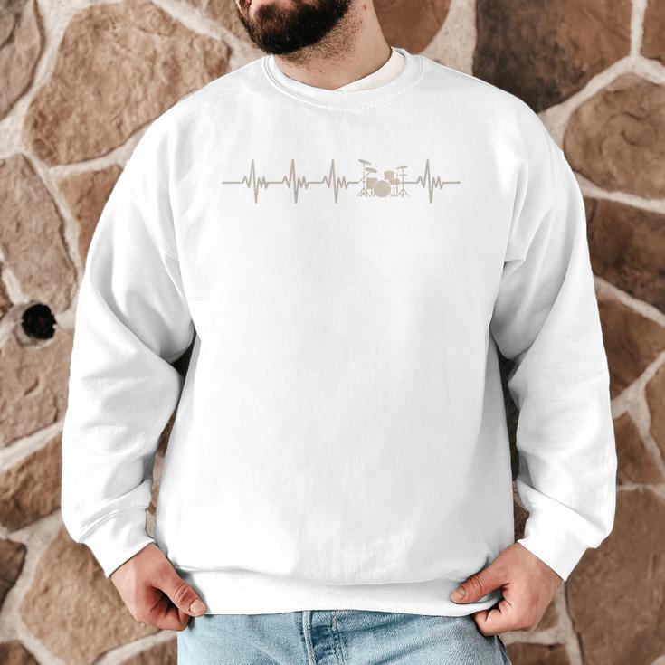Vintage Drum Kit Heartbeat Graphic For Drummers Men Graphic Sweatshirt