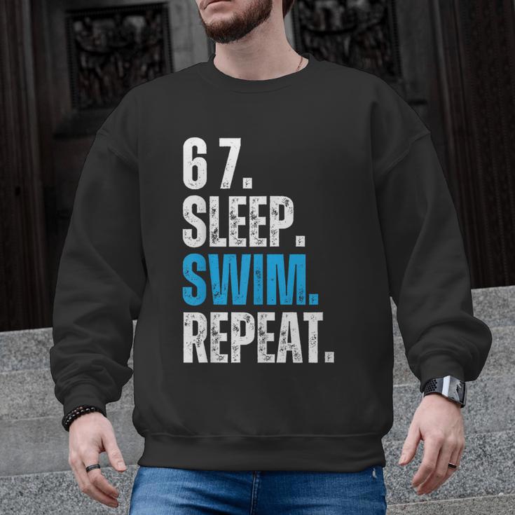 67 Sleep Swim Repeat Swimming Swimmer 67 Meme Men Graphic Sweatshirt