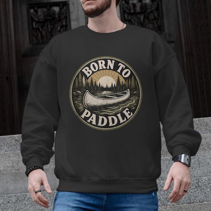 Born To Paddle Canoe Vintage Outdoor Adventure Men Graphic Sweatshirt