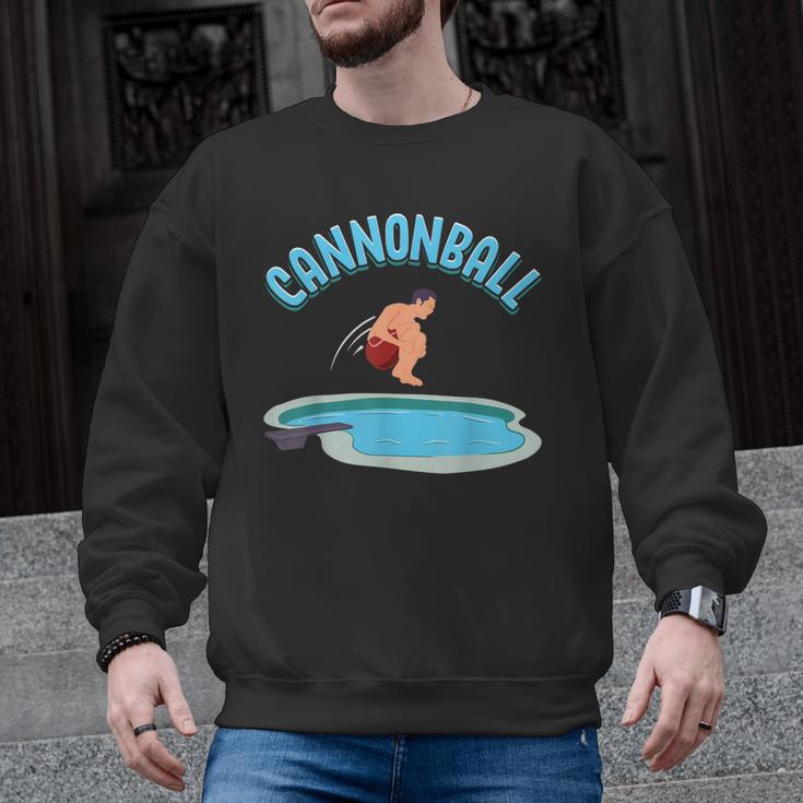Cannonball Swimming Pool Fun Diving Diver Swimmer Cool Men Graphic Sweatshirt