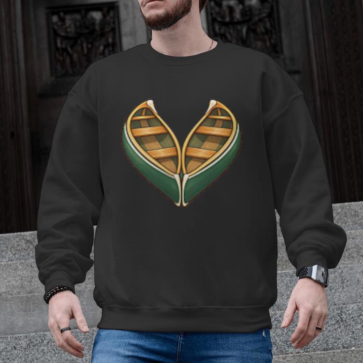 Canoe Heart Cute Minimalist Paddling Adventure Men Graphic Sweatshirt