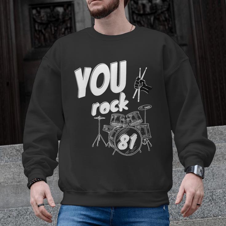 Drum Kit Drummer 81 Years 81st Birthday Men Women Men Graphic Sweatshirt
