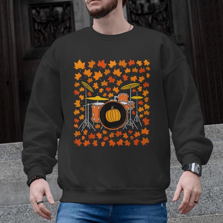 Drum Kit With Leaves Fall Drummer Autumn Musician Men Graphic Sweatshirt
