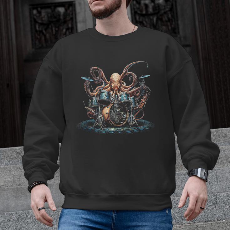 Drum Kit Percussionist Drummer Octopus Playing Drums Men Graphic Sweatshirt