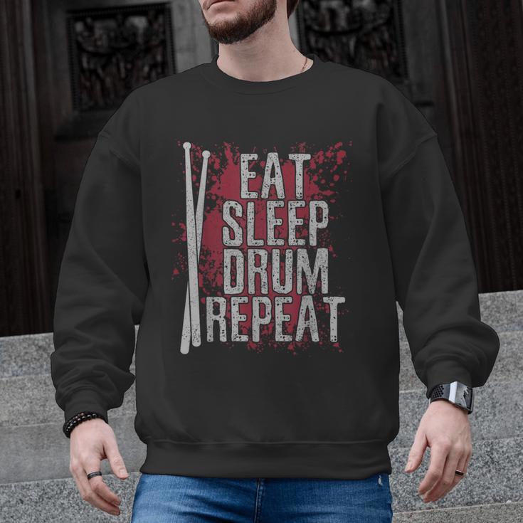 Drummer Eat Sleep Drum Repeat Drum Kit Musician Men Graphic Sweatshirt