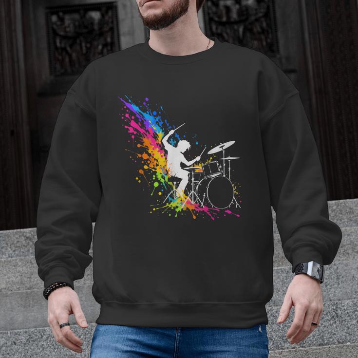 Drummer Silhouette Drum Kit Splatter Art Men Graphic Sweatshirt