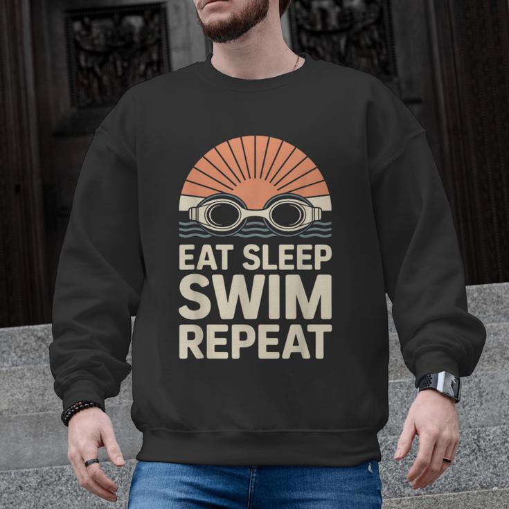Eat Sleep Swim Repeat Swimmer Swimming Men Graphic Sweatshirt