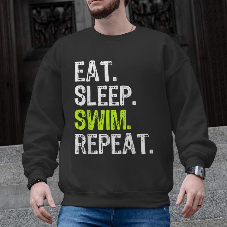 Eat Sleep Swim Repeat Swimming Swimmer Cool Men Graphic Sweatshirt