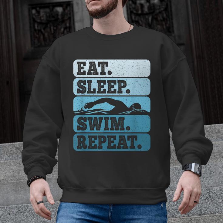 Eat Sleep Swim Vintage Swimming Lover Swimmer Men Women Men Graphic Sweatshirt