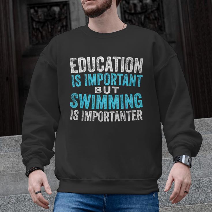 Education Is Important But Swimming Is Importanter Swimmer Men Graphic Sweatshirt