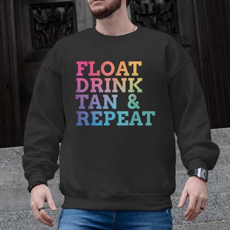Float Drink Tan Repeat Summer Swimming Beach Pool Vacation Men Graphic Sweatshirt
