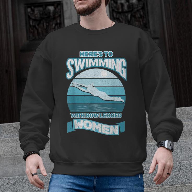 Here's To Swimming With Bow Legged Women Distressed Look Men Graphic Sweatshirt