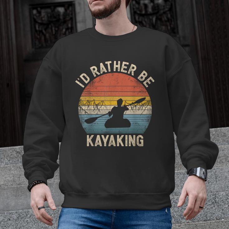 I'D Rather Be Kayaking Canoe Boating Vintage Kayak Men Graphic Sweatshirt