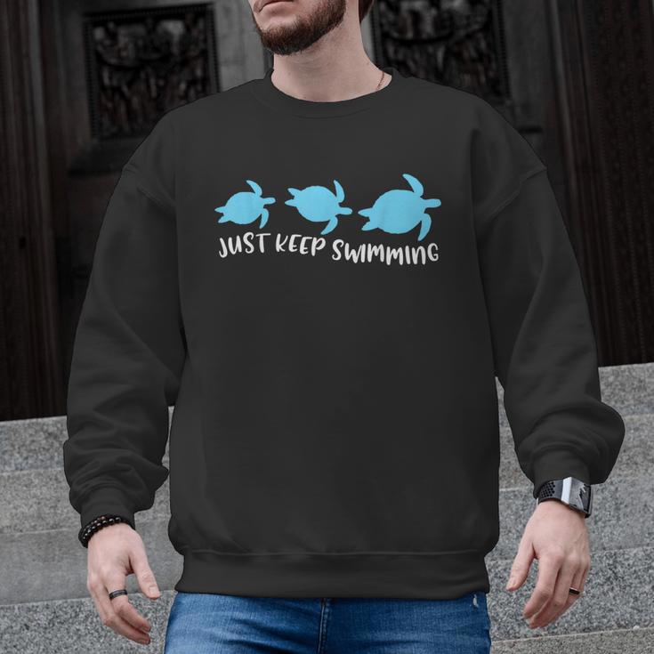 Just Keep Swimming Sea Turtle Swimmer Swim Team Coach Men Graphic Sweatshirt