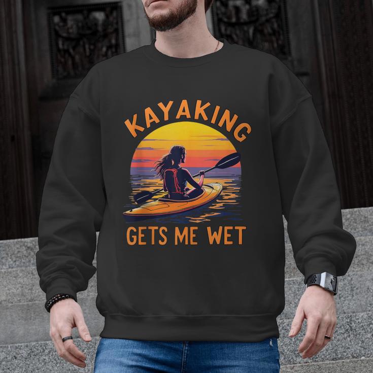Kayaking Gets Me Wet Kayak Paddling Canoe Adult Joke Sleeveless Men Graphic Sweatshirt
