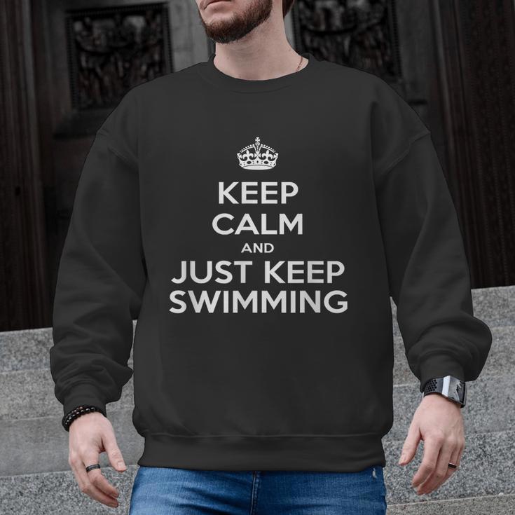 Keep Calm & Just Keep Swimming Men Graphic Sweatshirt