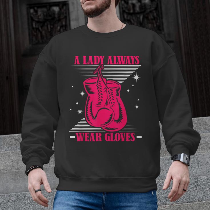 A Lady Always Wear Gloves Kickboxer Fan Muay Thai Boxing Men Graphic Sweatshirt