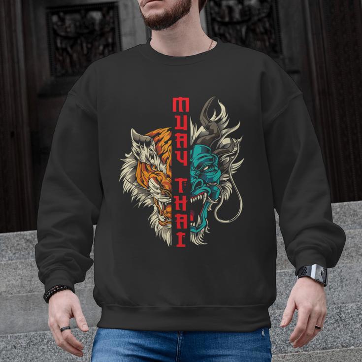 Muay Thai Thai Boxing Dragon Tiger Men Graphic Sweatshirt