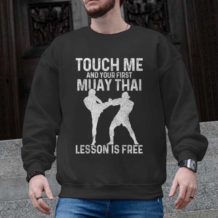 Muay Thai Boxing Kickboxing Your First Lesson Is Free Men Graphic Sweatshirt