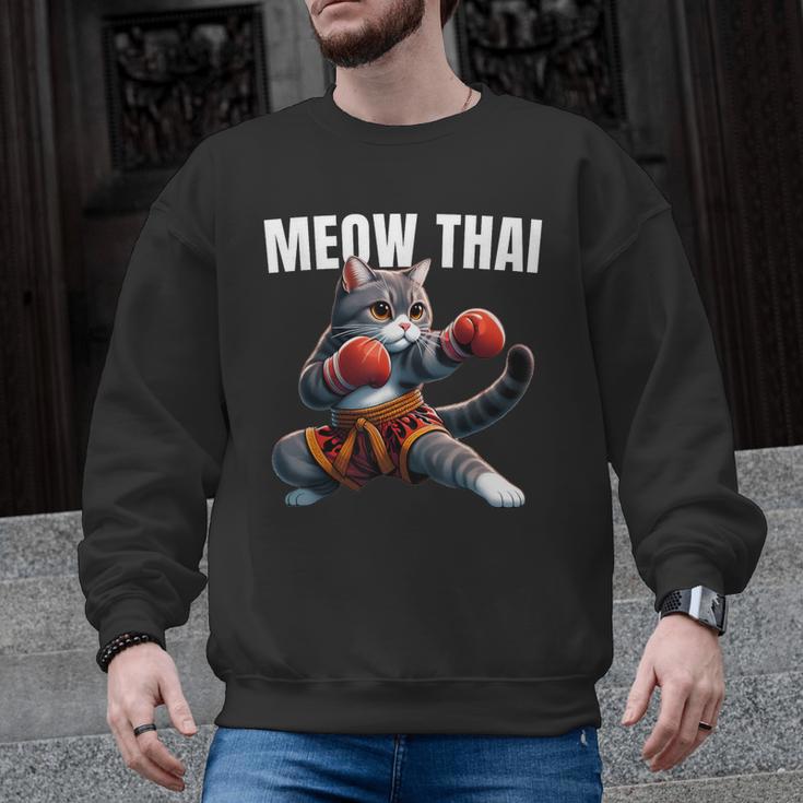 Muay Thai Cat Meow Thai Boxing Martial Art Kids Men Graphic Sweatshirt