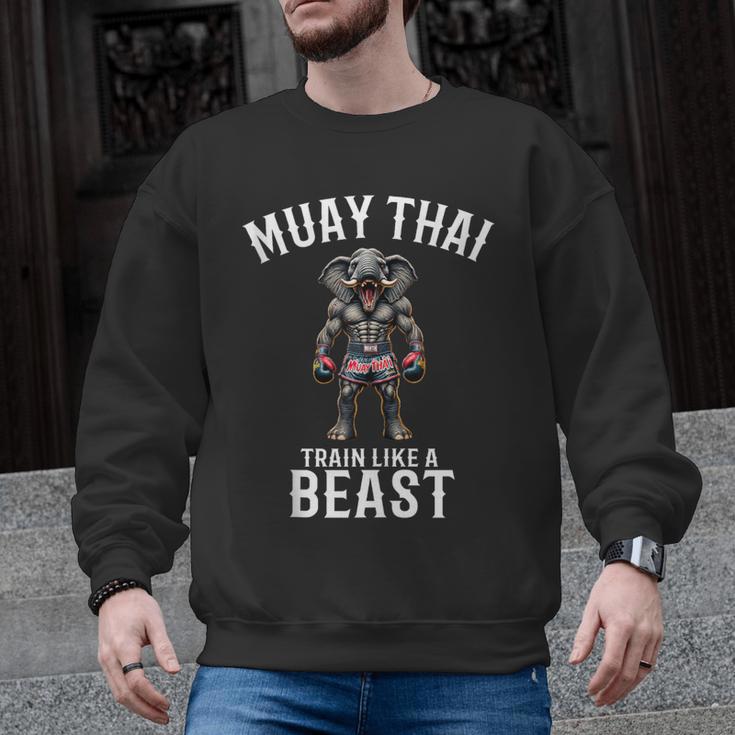 Muay Thai Elephant Kickboxing And Elephant Thai Men Graphic Sweatshirt