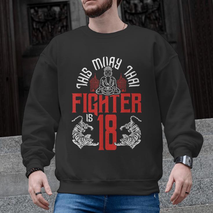 Muay Thai Fighter Is 18 Thai Boxing Muay Thai 18th Birthday Men Graphic Sweatshirt