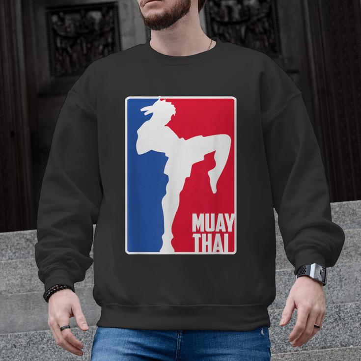 Muay Thai Fighter Retro Kickboxing Training MMA Men Graphic Sweatshirt