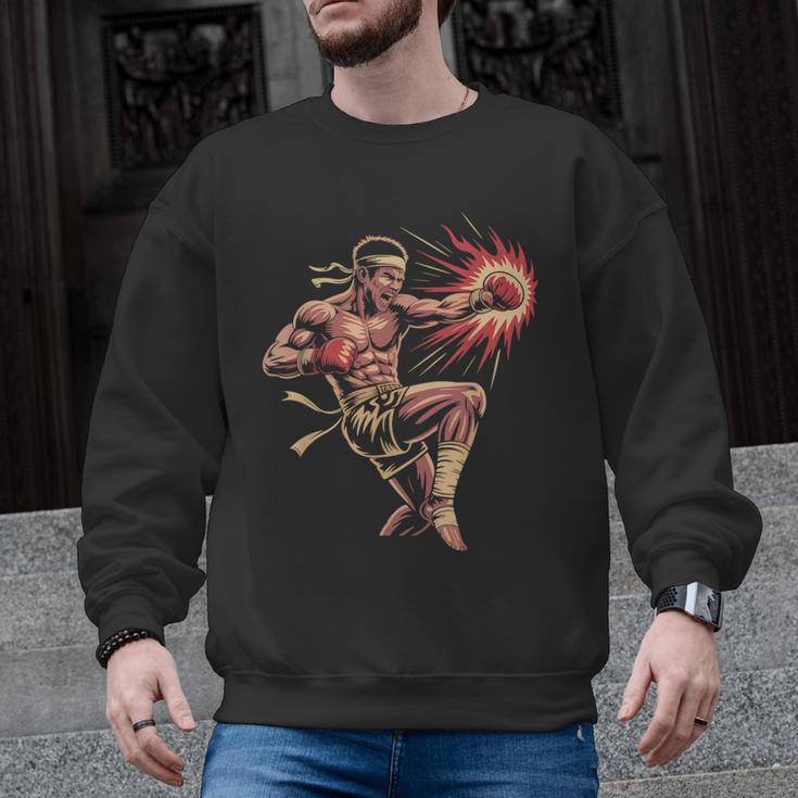 Muay Thai Fighter Southpaw Stance Minimal Silhouette Clean Men Graphic Sweatshirt, trending gift