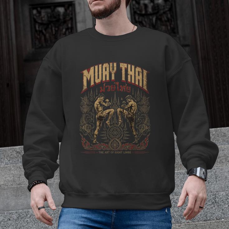 Muay Thai Nak Muay Vintage Thai Boxing Warrior Art Men Graphic Sweatshirt