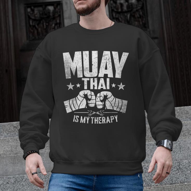 Muay Thai Is My Therapy Muay Thai Lovers Muay Thai Men Graphic Sweatshirt