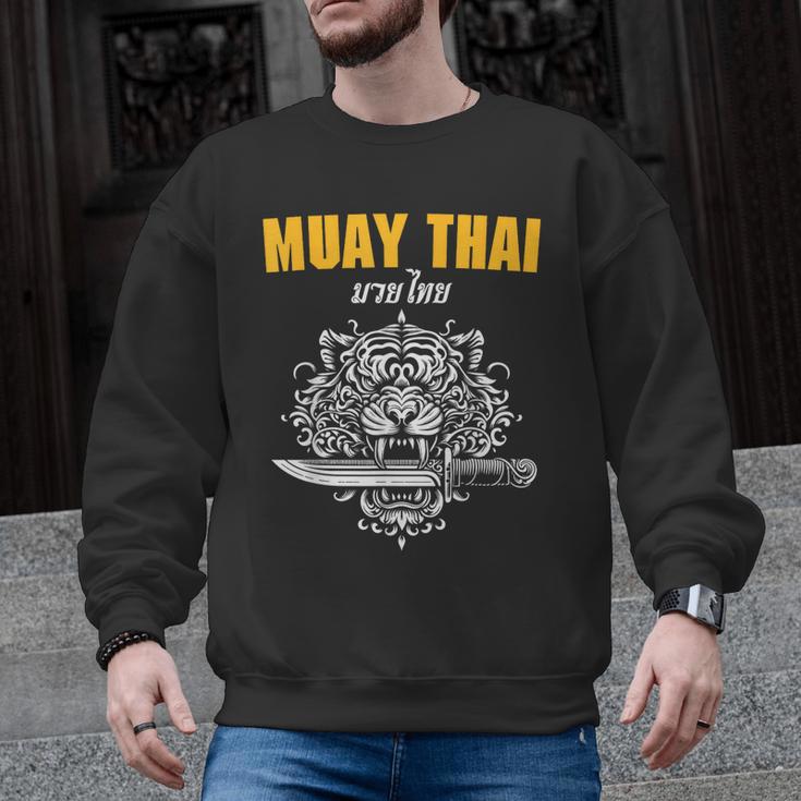 Muay Thai Sak Yant MMA Tattoo Tiger Lion Knife Martial Art Men Graphic Sweatshirt