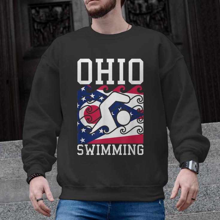 Ohio Flag Swimming Team Swim Swimmer US State Men Graphic Sweatshirt