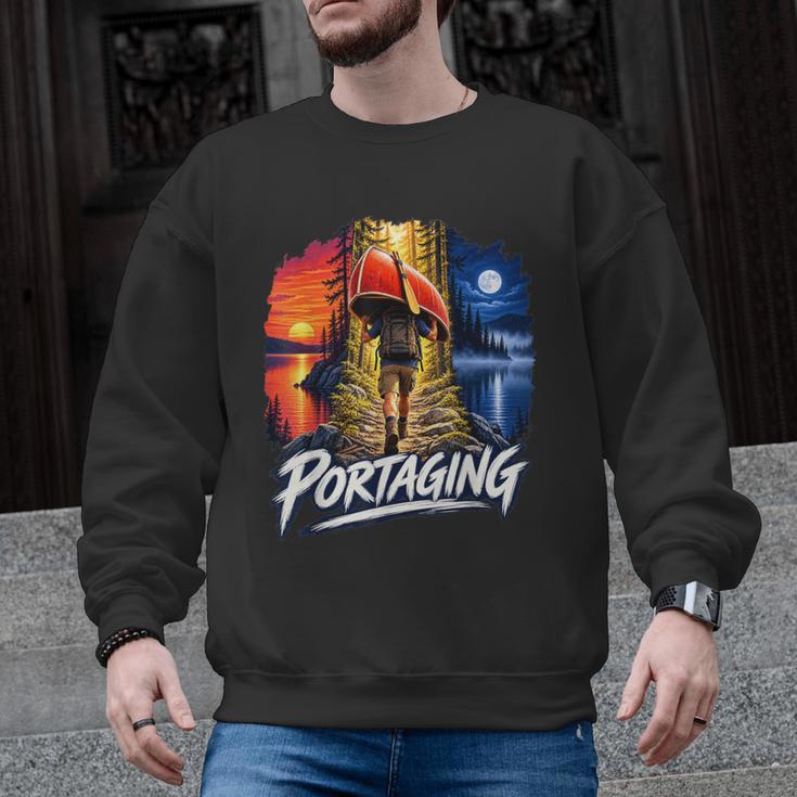 Portaging Canoe Wilderness Adventure Scenic Graphic Men Graphic Sweatshirt