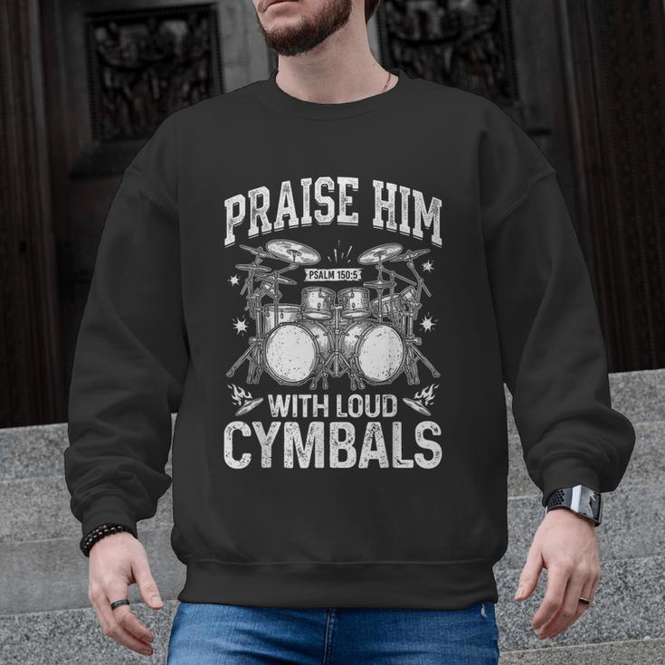 Praise Him With Loud Cymbals Psalm 150-5 Vintage Drum Kit Men Graphic Sweatshirt, trending gift
