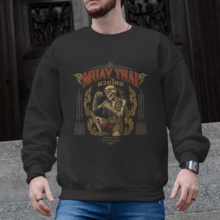 Retro Muay Thai Shorts Thai Boxing Fighter Style Skeleton Men Graphic Sweatshirt, trending gift
