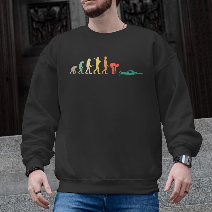 Retro Swimming Evolution For Swimmers Small Men Graphic Sweatshirt