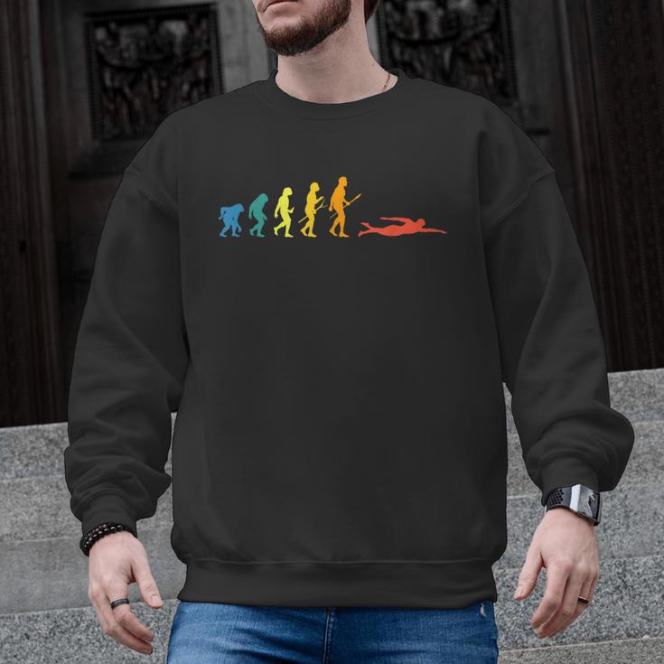 Retro Swimming Evolution For Swimmers Summer Water Lovers Men Graphic Sweatshirt