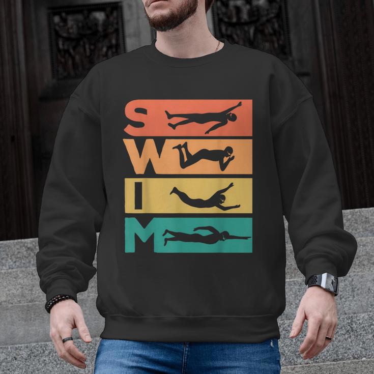 Retro Vintage Swimming For Swimmers Men Graphic Sweatshirt