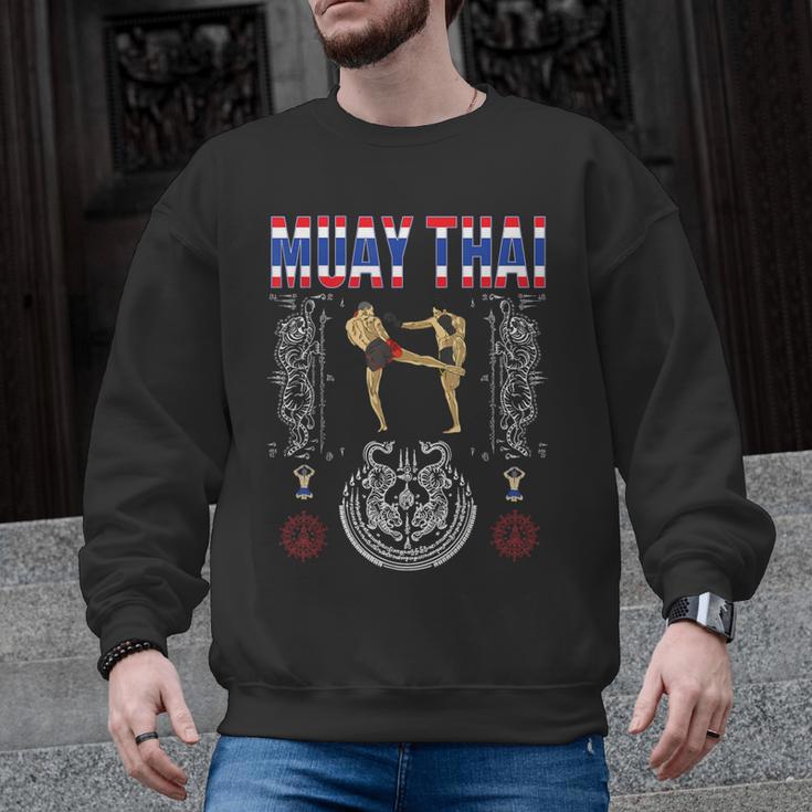Sawadee Thai Traditional Sak Yant Thai Twin Tiger Muay Thai Men Graphic Sweatshirt