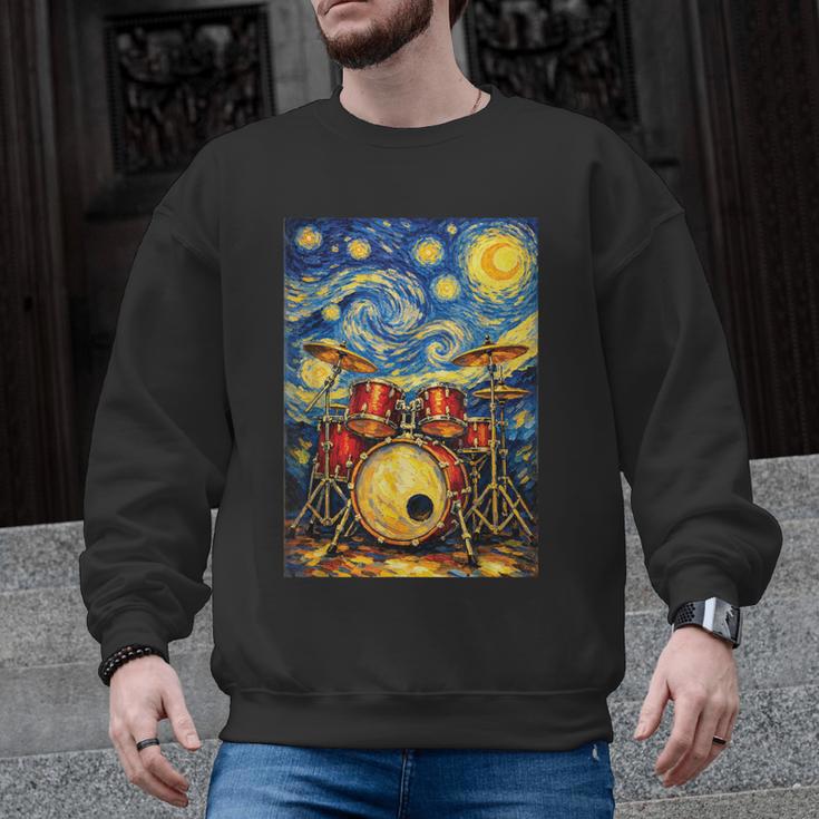 Starry Night Drum Kit Van Gogh Style Art Men Graphic Sweatshirt