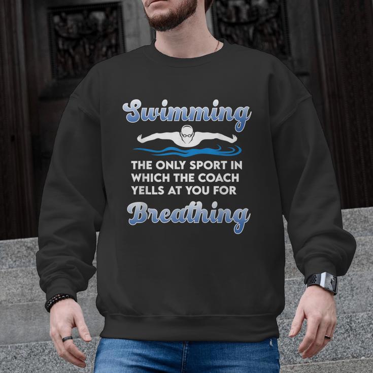 Swim Team Swimming Coach Quote Swim Breathing Joke Men Graphic Sweatshirt