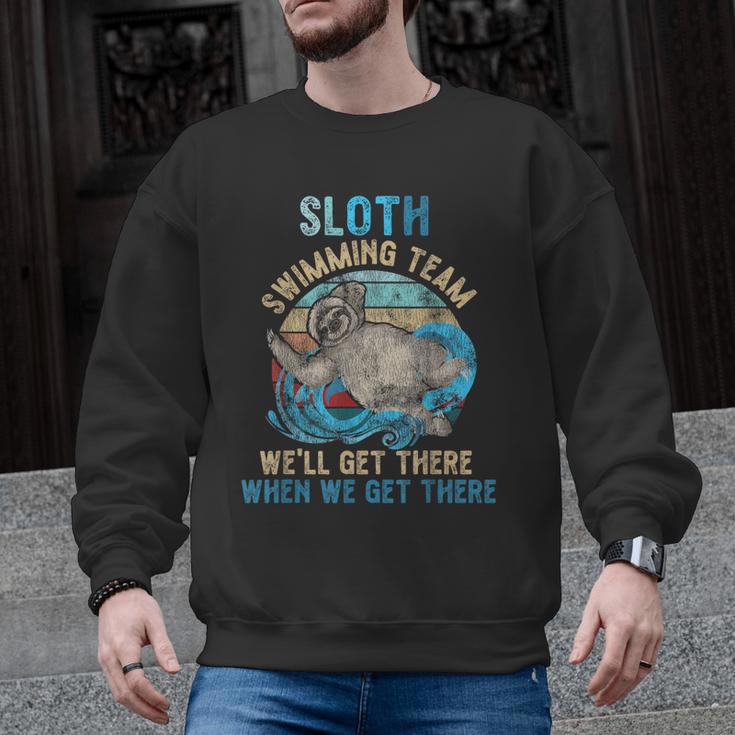 Swimmer Swim Sloth Swimming Team Retro Men Graphic Sweatshirt